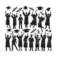 Graduate students celebration collection set in different pose vector