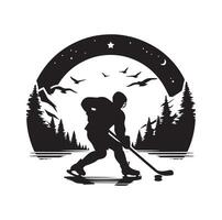 hielo hockey jugador siluetas icono logo ilustración vector