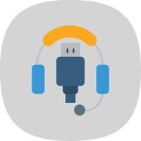 auriculares plano curva icono diseño vector