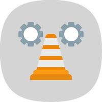 Traffic Cone Flat Curve Icon Design vector