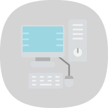 Desktop Computer Flat Curve Icon Design vector