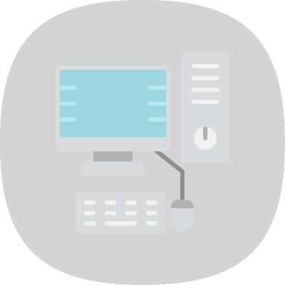 Desktop Computer Flat Curve Icon Design
