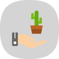 cactus plano curva icono diseño vector