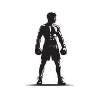 A boxer stand with pose silhouette illustration vector