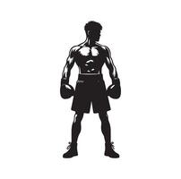 A boxer stand with pose silhouette illustration vector