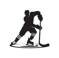 hielo hockey jugador siluetas icono logo ilustración vector