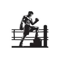 A boxer stand with pose silhouette illustration vector