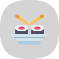 Sushi plano curva icono diseño vector