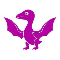 Silhouette of a Pterodactyl in flight, captured in a bold purple hue, evoking the freedom of prehistoric skies. vector