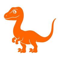 Vibrant orange Velociraptor silhouette, hinting at agility and cunning in its poised stance. vector