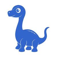 Blue Brontosaurus Cartoon Illustration Depicting a Content and Whimsical Dinosaur vector