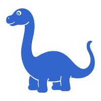 Smiling Blue Cartoon Diplodocus Dinosaur Illustration for Children's Educational Content vector