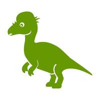 Vibrant green Pachycephalosaurus silhouette on a plain background, depicting a prehistoric scene. vector