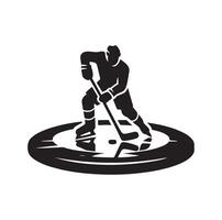 hielo hockey jugador siluetas icono logo ilustración vector