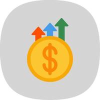 Earning Growth Flat Curve Icon Design vector