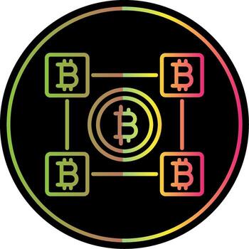 Bitcoin Blocks Line Gradient Due Color Icon Design vector