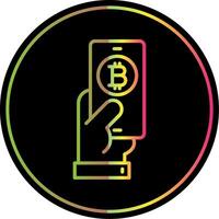pagar bitcoin línea degradado debido color icono diseño vector