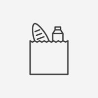 Paper bag, Grocery bag icon. food, supermarket, grocery, store, organic food symbol vector