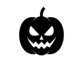 Black silhouette of Halloween pumpkin. Illustration. Jack-o-lantern with a menacing grin. Isolated on white background. Concept of Halloween, festive decor, autumn celebration, spooky symbol. Icon. vector