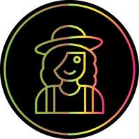 Farmer Female Line Gradient Due Color Icon Design vector