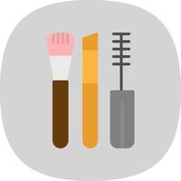 maquillaje cepillos plano curva icono diseño vector