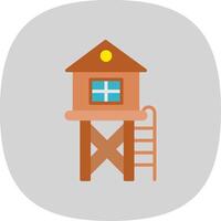 Lifeguard Tower Flat Curve Icon Design vector
