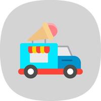 Ice Cream Truck Flat Curve Icon Design vector