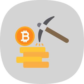 Bitcoin Mining Flat Curve Icon Design vector
