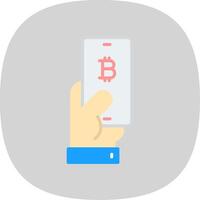 pagar bitcoin plano curva icono diseño vector