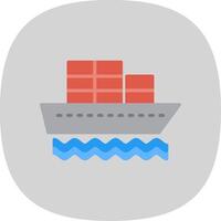 Container Ship Flat Curve Icon Design vector