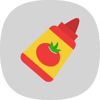 tomate salsa de tomate plano curva icono diseño vector