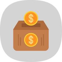 dinero caja plano curva icono diseño vector