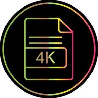 4K File Format Line Gradient Due Color Icon Design vector