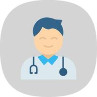 Male Doctor Flat Curve Icon Design vector