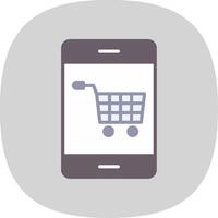 Mobile Commerce Flat Curve Icon Design vector