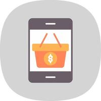 móvil compras plano curva icono diseño vector