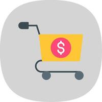 Shopping Cart Flat Curve Icon Design vector