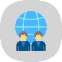 Global Management Flat Curve Icon Design vector