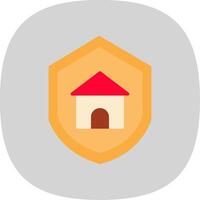 hogar proteccion plano curva icono diseño vector
