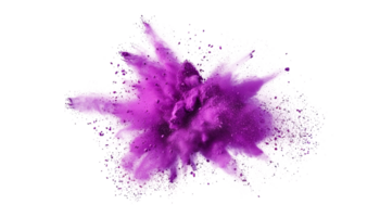 Purple violet lilac color powder dust explosion transparent background isolated graphic resource. Celebration, colorful festival, run or party element png