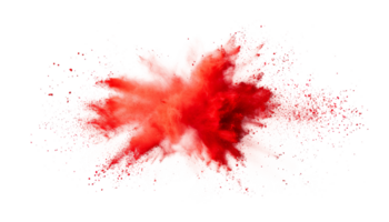 Red scarlet ruby color powder dust explosion transparent background isolated graphic resource. Celebration, colorful festival, run or party element png