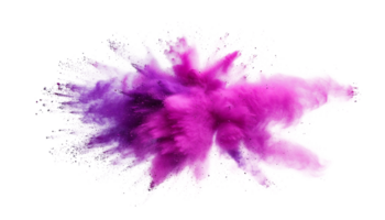 Purple violet lilac color powder dust explosion transparent background isolated graphic resource. Celebration, colorful festival, run or party element png