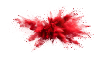 Red scarlet ruby color powder dust explosion transparent background isolated graphic resource. Celebration, colorful festival, run or party element png