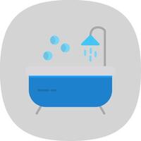 bañera plano curva icono diseño vector