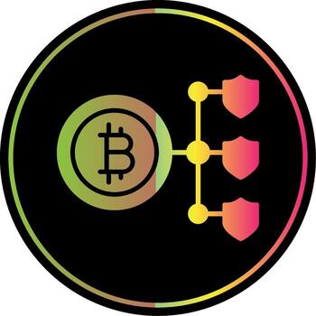 bitcoin blockchain glifo debido color icono diseño vector