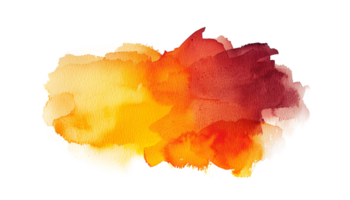 abstrakt Gelb rot Aquarell Farbe Bürste Schlaganfall fließen Textur transparent Hintergrund isoliert Grafik Ressource. beschwingt gemischt Farbe Orange Kunst gestalten Design png