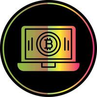 bitcoin minería glifo debido color icono diseño vector