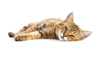 cute lazy sleepy ginger kitten with stripes resting transparent background isolated graphic resource png