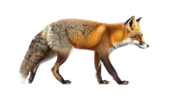 furry red fox walking profile side view transparent background isolated graphic resource png