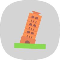 Pisa torre plano curva icono diseño vector